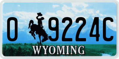 WY license plate 09224C
