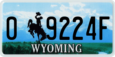 WY license plate 09224F