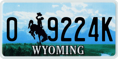 WY license plate 09224K