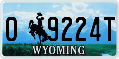 WY license plate 09224T