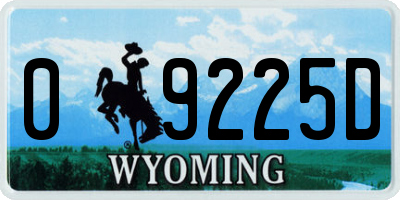 WY license plate 09225D