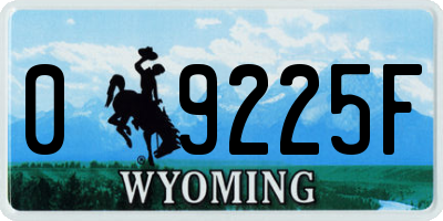 WY license plate 09225F