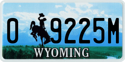 WY license plate 09225M
