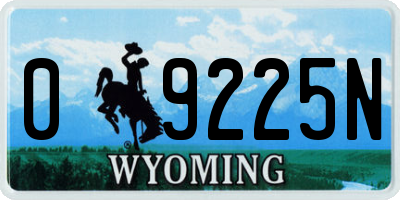 WY license plate 09225N