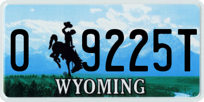 WY license plate 09225T