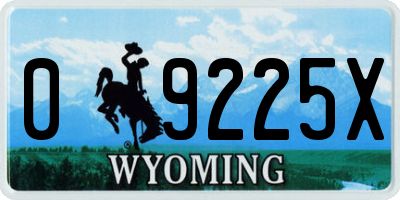 WY license plate 09225X