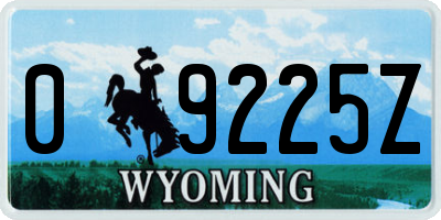 WY license plate 09225Z