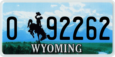 WY license plate 092262