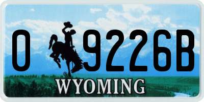 WY license plate 09226B