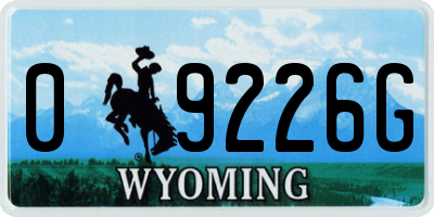 WY license plate 09226G