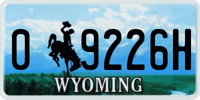WY license plate 09226H