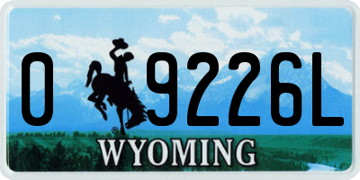 WY license plate 09226L