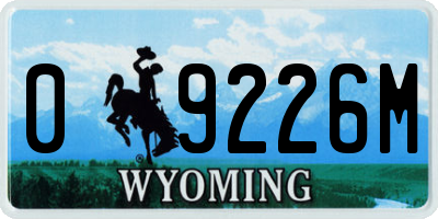 WY license plate 09226M