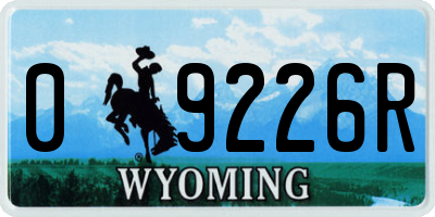WY license plate 09226R
