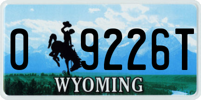 WY license plate 09226T