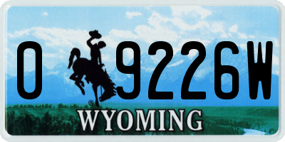 WY license plate 09226W