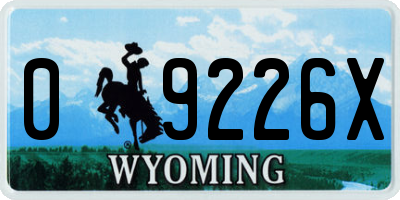 WY license plate 09226X