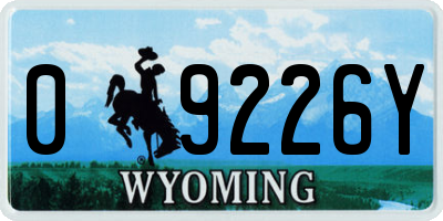 WY license plate 09226Y