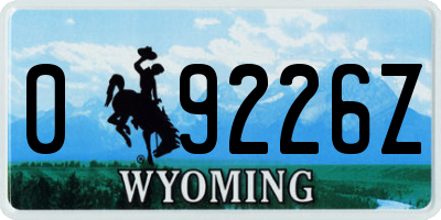 WY license plate 09226Z