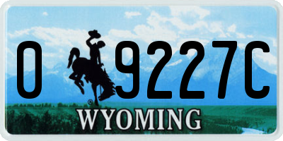 WY license plate 09227C
