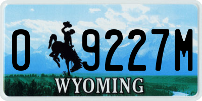 WY license plate 09227M