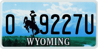 WY license plate 09227U