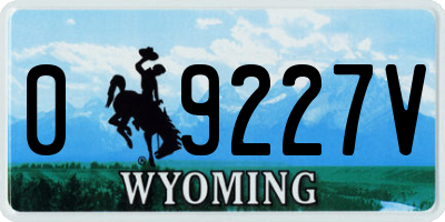 WY license plate 09227V