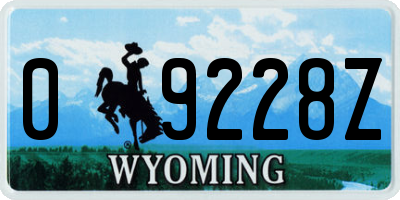WY license plate 09228Z