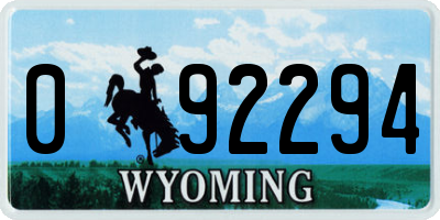WY license plate 092294