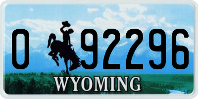 WY license plate 092296