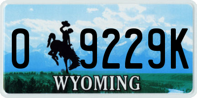 WY license plate 09229K