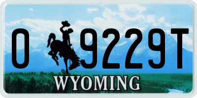 WY license plate 09229T