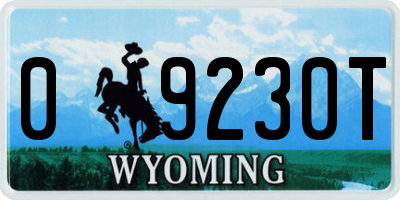WY license plate 09230T