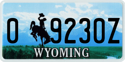 WY license plate 09230Z