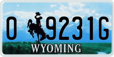 WY license plate 09231G