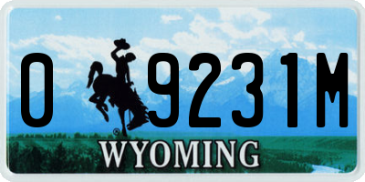 WY license plate 09231M