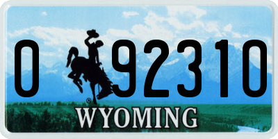 WY license plate 09231O
