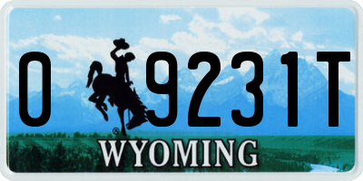 WY license plate 09231T