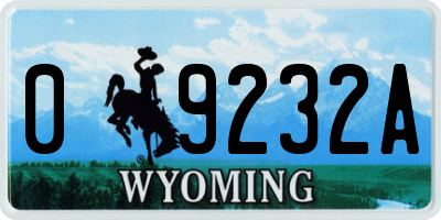 WY license plate 09232A