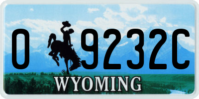 WY license plate 09232C