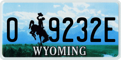 WY license plate 09232E