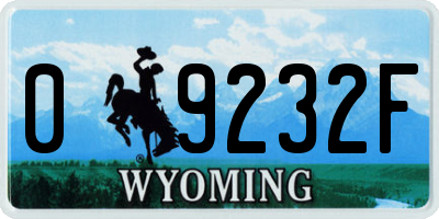 WY license plate 09232F