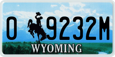 WY license plate 09232M