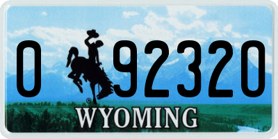 WY license plate 09232O