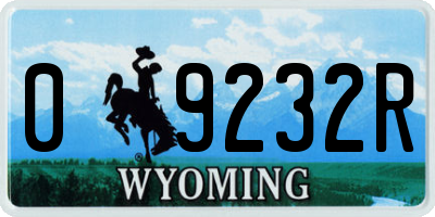 WY license plate 09232R