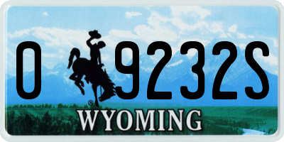 WY license plate 09232S