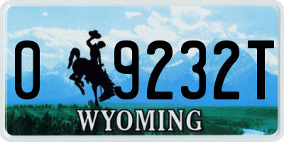 WY license plate 09232T