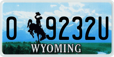 WY license plate 09232U