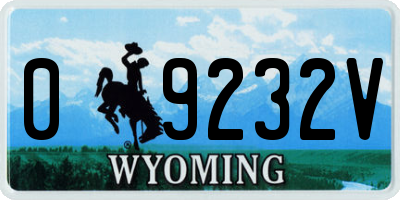 WY license plate 09232V