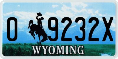 WY license plate 09232X